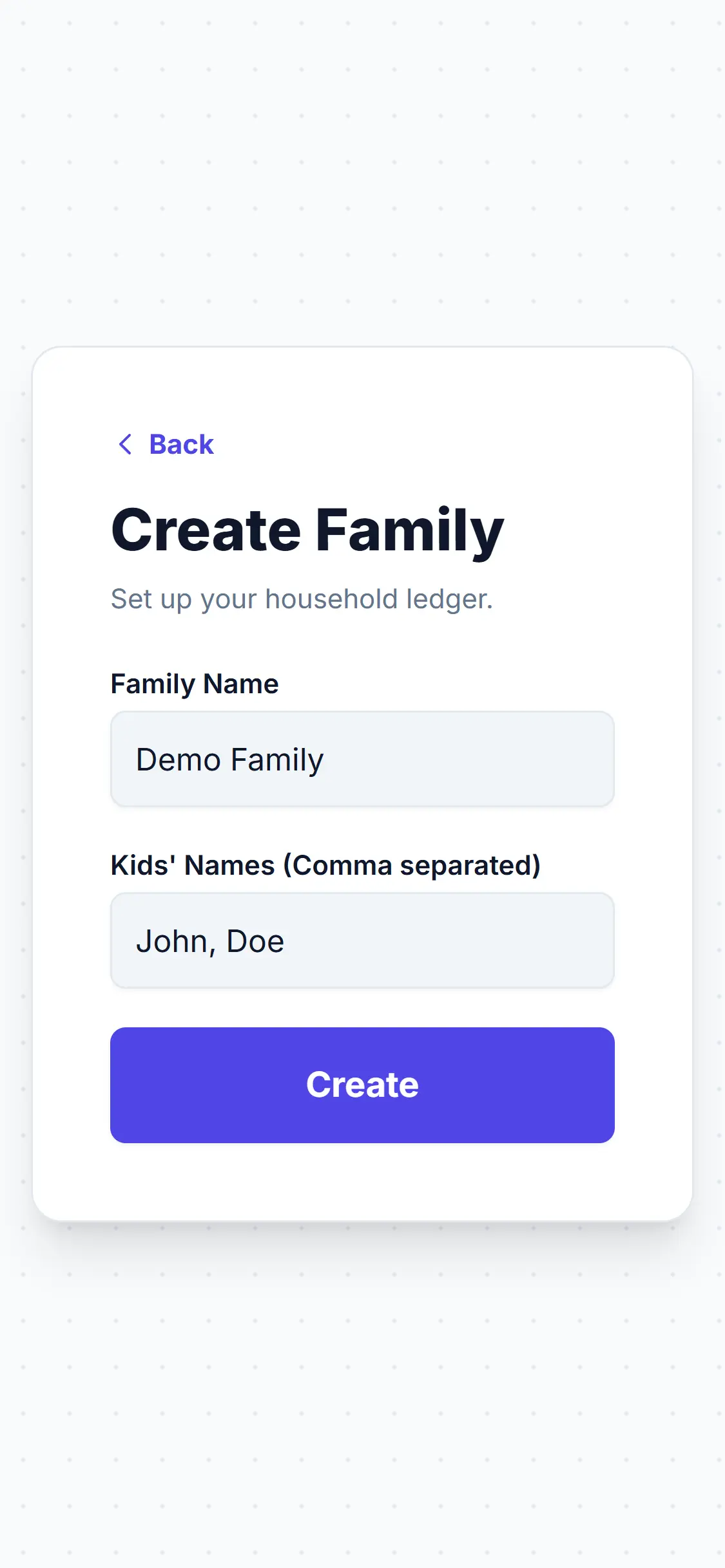 Create Family Form